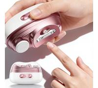 GOMETY Coupe-ongles électrique 3 en 1 - Coupe-ongles électrique - Avec lampe à ongles LED - 2 vitesses - Rangement des pinces à ongles pour adultes et personnes âgées - Rose