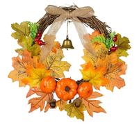GOMETY Couronne d'automne artificielle en érable - 30 cm - Couronne d'automne - Couronne d'érable - Décoration de fenêtre - Feuilles d'érable - Couronne de porte pour décoration d'automne - Mariage