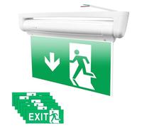 GOMETY Éclairage de secours à LED, éclairage de sortie de secours à LED, éclairage de sortie de secours étanche avec batterie de secours, panneau de sortie de secours éclairé 3H, 6 pictogrammes