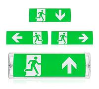 GOMETY Éclairage De Secours LED : Lumière De Secours Avec 4 Pictogrammes De Sortie, Éclairage De Secours Avec Batterie De Secours 3h, Luminaire Permanent Pour Établissements Publics (IP65, Blanc)