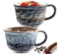GOMETY Ensemble de 2 tasses à cappuccino en céramique de 260 ml, tasses à café en porcelaine faites à la main avec anses, cadeaux pour le bureau, la maison, un anniversaire, Noël ou la fête des Mères