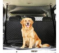 GOMETY Filet Voiture pour Chien 120×90 cm, Grille de Séparation Coffre Voiture, Barrière Auto pour Chien et Chat, Filet Double Couche avec 4 Crochets, Universel pour SUV, Berline et Camion