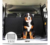 GOMETY Grille de protection voiture barrière filet de séparation, grille pour chiens pour coffre, 120x90 cm, double couche polypropylène avec 4 crochets, universelle pour chiens, filet de séparation