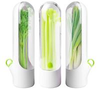 GOMETY Herb Keeper Fridge Lot de 3 récipients de conservation pour herbes de réfrigérateur pour coriandre, persil, asperges, conserves de fraîcheur