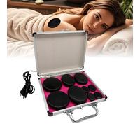 GOMETY Hot Stone Lot de 9 pierres de massage en basalte - Pierres de massage chaudes - Portable - Pierres de lave - Mallette chauffante - Convient pour le traitement SPA, la thérapie de massage et la