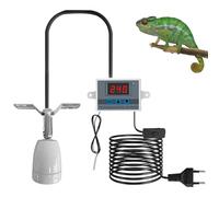 GOMETY Lampe chauffante pour reptiles, douille E27 en porcelaine avec régulateur de température, câble et fiche, rotatif à 360 °, avec 2 ampoules chauffantes, pour aquarium, serpents, lézards, tortues