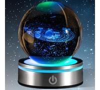 GOMETY Lampe de nuit solaire 3D, boule de cristal multicolore, base USB, veilleuse, scène créative astronomique, décoration maison