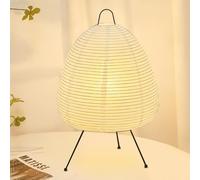 GOMETY Lampe de table en papier - 28 x 47 cm - Lampe créative en papier de riz - Lampe de chevet décorative - Style minimaliste - Pour chambre à coucher, salon, restaurant (blanc)