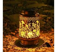 GOMETY Lampe Solaire: 2 pièces Lanternes Suspendues en Métal, Étanche, Lumière LED de Jardin, pour Cour, Terrasse, Véranda (Colibri/Vieux Cuivre)