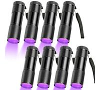 GOMETY Lampe UV 8 pièces, Mini Lampe Torche UV 9 LED 395 nm, Lampe lumière Noire en Alliage d’Aluminium, détecteur d’Urine Animaux et Billets (sans Piles)