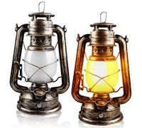 GOMETY LED Lampe: Ensemble de 2 Lanternes Suspendues Vintage, Lampe LED Rechargeable USB 4 Modes Dimmables avec Effet Flammes pour Jardin Terrasse (Cuivre Antique)