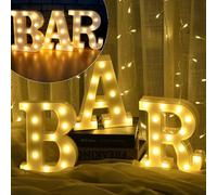 GOMETY Lettres Lumineuses BAR, Lampe Alphabet Lumineux LED, Lettre Deco LED Alimentée par Piles, Lettre Lumineuse Bar pour Fête, Mariage, Maison, Murale, Panneau B-A-R Lumineux Décoratif