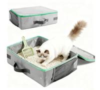 GOMETY Litière de voyage portable pour chat - Pliable - En tissu Oxford - Étanche - Anti-fuite - Avec poignée de couvercle - Boîte portable pour les déplacements