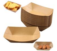 GOMETY Lot de 100 bols en carton kraft pour amuse-bouche, 18,2 x 12,2 x 30 cm, bols à frites, à saucisse au curry, assiettes en carton, pour mariage, Pâques, fête, apéritif