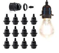 GOMETY Lot de 12 Douilles E27 Vintage, E27 Lampe, Douilles Rétro, Supports de Lampe Vintage Massifs pour Lampes de table Lampadaires Suspensions Plafonniers (Noir)