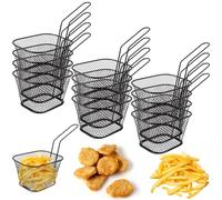 GOMETY Lot de 12 paniers à frites Petit panier de service en acier inoxydable avec poignée Panier à frites Panier à frites pour frites, crevettes et chips