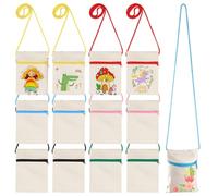 GOMETY Lot de 12 sacs en toile à peindre - Sac à bandoulière pour enfants - Sac à main à peindre - Sac en coton - Petit sac à bandoulière à peindre (17 x 13 cm)