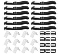 GOMETY Lot de 12 sangles de fixation et pinces de fixation pour piscine - Enrouleur de piscine - Film solaire mobile - Accessoires pour système d'enroulement mobile pour bâches de piscine