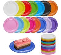 GOMETY Lot de 150 assiettes en carton multicolores de 18 cm - 15 couleurs arc-en-ciel - Assiettes rondes en papier - Assiettes en papier colorées - Pour fêtes et célébrations, barbecues