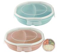 GOMETY Lot de 2 assiettes Bento micro-ondes - Design boucle hermétique - Boîte rangement 3 compartiments sans BPA