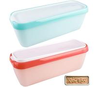 GOMETY Lot de 2 bacs à glace de 1,5 l pour crème glacée, récipients de rangement, réutilisables, faits maison, avec couvercle en silicone, sans BPA