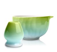 GOMETY Lot de 2 bols à matcha traditionnels, en céramique, 18 onces, pour la cérémonie du matcha (vert)