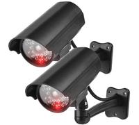 GOMETY Lot De 2 Caméra Factice Extérieur, Fausses Caméras De Sécurité avec LED Rouges Clignotantes, Caméra Factice CCTV, De Sécurité pour Une Utilisation Intérieure Et Extérieure