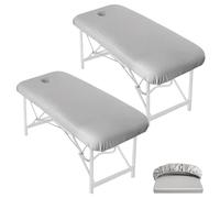 GOMETY Lot de 2 Housse Table de Massage avec Trou, Drap Housse 70 x 190 x 12 cm Lavables Respirantes Elastique Protection pour Table de Massage Spa Institut Gris