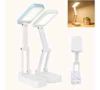 GOMETY Lot de 2 lampes de bureau LED pliables sans fil avec batterie de 3000 mAh - Lampe de lecture tactile à intensité variable avec 3 modes d'éclairage - Rechargeable par USB - Pour chambre à