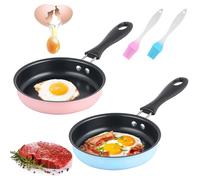 GOMETY Lot de 2 mini poêles à frire de 12 cm - Mini poêle à œufs au plat - Anti-adhésive - Résistantes à la chaleur - Portable - En acier inoxydable - Pour le camping, la cuisson, les œufs, le bacon