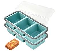 GOMETY Lot de 2 Plateau de Congélation en Silicone, 4 Grilles Plateau de Congelation pour Soupe avec Couvercle, Grands Moules de Congélation en Silicone pour Soupe, Bouillon, Sauce et Glaçons(Bleu)