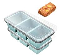 GOMETY Lot De 2 Plateaux De Congélation En Silicone Avec Couvercle, Bacs À Glaçons En Silicone Empilables 3 Cavités Pour Soupe, Sauce, Bouillon, Aliments, Sans BPA, Faciles À Démouler