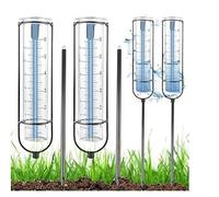 GOMETY Lot de 2 pluviomètres de jardin en verre trempé résistant au gel de 15,2 cm avec piquet de terre - Pluviomètre pour cour, pont, pelouse, paysage - Positionnable de manière flexible - Décoration