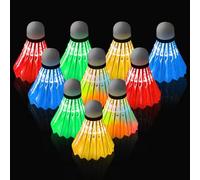 GOMETY Lot de 20 balles de badminton lumineuses à LED, coupe-vent, durables, design innovant pour débutants, pour l'intérieur et l'extérieur, les loisirs, ensemble de volants (doré)