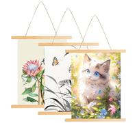 GOMETY Lot de 3 cadres magnétiques pour affiche, A3 Porte Affiche, 31cm Crochets Magnétiques en Bois pour Affiche, Cadre Aimanté Sans Percer pour Affiches Images Tirages Photos œuvres d'art
