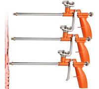 GOMETY Lot de 3 pistolets à mousse polyuréthane, pistolet doseur professionnel avec poignée ergonomique en plastique, pistolet à mousse de construction en métal pour bricoleurs et professionnels pour