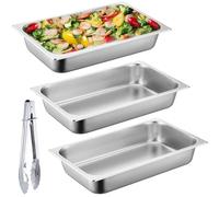 GOMETY Lot de 3 plats à paner en acier inoxydable - 26,5 x 16,5 x 6,5 cm - Avec pince à paner - En acier inoxydable