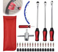 GOMETY Lot de 39 Outil Levier De Pneu, Démonte Pneu Moto, Outil Levier Démonte Pneu Manuel, Outil de Montage de Pneus avec 3 Jantes Protecteurs Roue pour Jante VéLo Scooter éLectrique