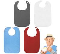 GOMETY Lot de 4 bavoirs pour adultes - Imperméables - Réutilisables - Lavables - Avec fermeture - Imperméables - Protection des vêtements pour personnes âgées handicapées, rouge, L