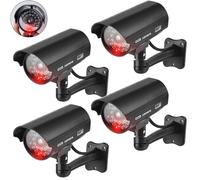 GOMETY Lot de 4 caméras factice d'extérieur avec LED clignotante rouge - Caméra de surveillance factice extérieure CCTV - Caméra de sécurité pour l'intérieur et l'extérieur (noir) (4)