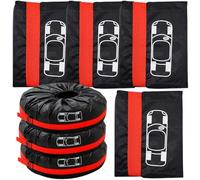 GOMETY Lot de 4 housses de protection pour pneus de 18-23 pouces - Imperméable à la poussière - Pour un transport et un stockage propres (diamètre 80 cm) (rouge)