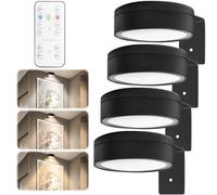 GOMETY Lot de 4 lampes à piles avec télécommande - Applique murale LED pour art, peinture intérieure avec 3 modes de couleur à intensité variable, éclairage de panneau magnétique