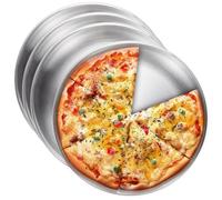 GOMETY Lot de 4 plaques à pizza rondes en acier inoxydable - 30 cm - Classique - Pour pizza - Passe au lave-vaisselle - Argent