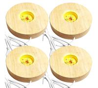 GOMETY Lot de 4 socles lumineux LED en bois - USB - Pour verre acrylique - Couleur chaude - Base en bois - Rond - Pour cristal, verre, acrylique, bijoux en résine (rond 4P)