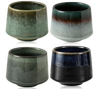 GOMETY Lot de 4 Tasses à Expresso, 220 ml Tasses à Cappuccino Expresso, Petites Tasse a Cafe Expresso, Tasse à thé Japonaise, Ensemble de Tasses à thé en céramique pour Femme Homme Meilleure Amie