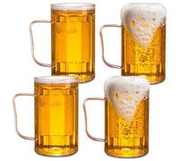 GOMETY Lot de 4 verres à bière de 500 ml avec anse - Chopes à bière durables de 0,5 l - En plastique réutilisables - Pour le bar de la maison