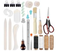 GOMETY Lot de 40 outils de reliure, 3 pièces en os pliant, outils de démarrage de reliure, fil ciré, alêne pour bricolage, reliure artisanale, accessoires de couture