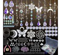 GOMETY Lot de 400 attrape-soleil en cristal - Kit de bricolage - Attrape-soleil - Décoration de fenêtre - Kit de bricolage pour adultes - Carillon éolien - Décoration à suspendre pour la maison, le