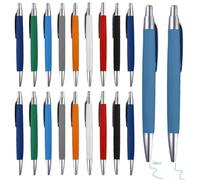 GOMETY Lot de 50 stylos à bille ergonomiques de qualité supérieure - Zone de préhension antidérapante - Écriture facile - Pour le bureau et la maison - Encre bleue - Boîtier multicolore - Couleur