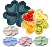 GOMETY Lot de 6 bols à collation avec compartiments - Assiettes à collation avec 4 compartiments - Réutilisables - Antidérapants - Pour collations, noix, desserts, fruits, fête à la maison